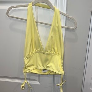 Yellow halter crop top princess Polly